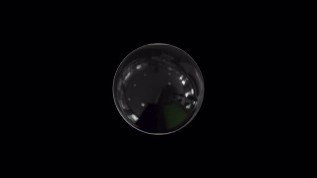 Billiard Black ball number 8 is spinning in loop animation with alpha channel