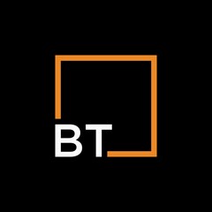 Letter BT Logo design with square frame line