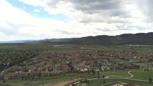 A drone pan over a Denver suburb.