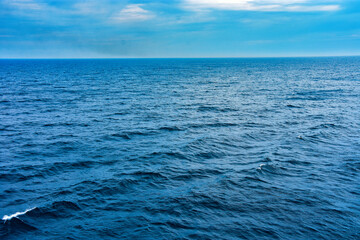 View of calm beautiful Lake Michigan with no land in sight.