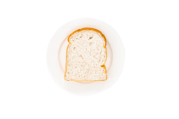 Fototapeta na wymiar Slice of white bread on white plate. isolated on white background.clipping path