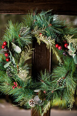 Christmas Wreath on Wood