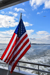 American flag on the beach
