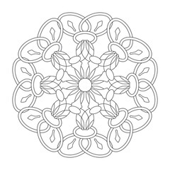 Mandala coloring page. Abstract. Art Therapy. Anti-stress. Vector illustration black and white.
