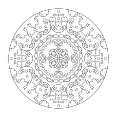 Mandala coloring page. Art therapy. Anti-stress. Vector illustration black and white.