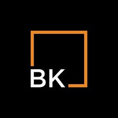 Letter BK Logo design with square frame line