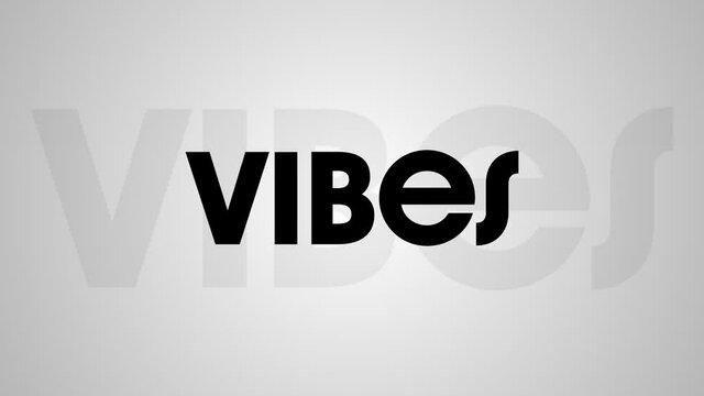 Digital animation of circle expanding over vibes text with shadow effect against grey background