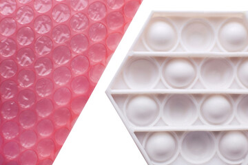 Pop it white toy with air bubble plastic film, finger game sensory toy against stress, for motor skills