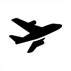 Obraz premium Airplane flight icon, black. Vector and glyph