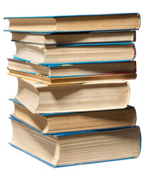 stacked old book isolated on white background