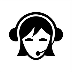 Customer service icon, black. Vector and glyph