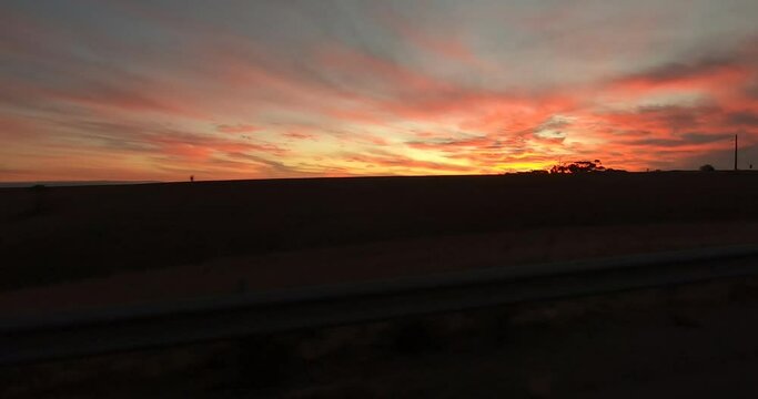 Driving into the sunset in South Australia heading towards Wallaroo