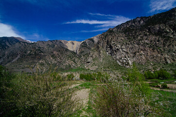 Panorama of a beautiful mountain landscape in the Elbrus region of Kabardino-Balkaria