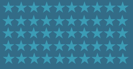 Illustration of multiple rows of blue stars on blue background