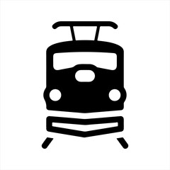 Train icon, black. Vector and glyph