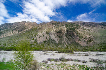 Panorama of a beautiful mountain landscape in the Elbrus region of Kabardino-Balkaria