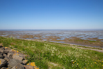 Strand und Wattenmeer 
auf der d&auml;nischen Insel R&ouml;m, R&oslash;m&oslash;