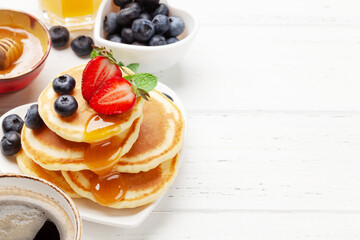 Healthy breakfast with pancakes