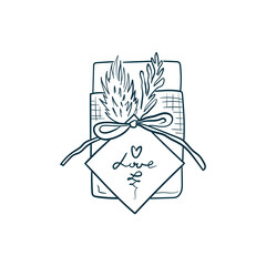 Wedding invitation trending vector illustration. Linear art. Icon for wedding agencies, photographers, law shops, florists.