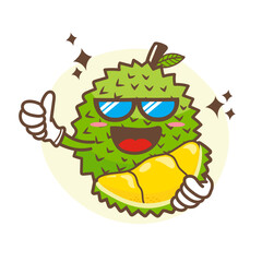 Cute durian cartoon character isolated on white background