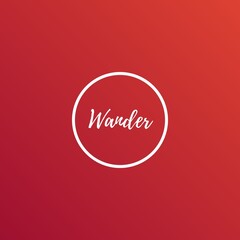 Wander (one word quote) on Gradient background with combination of fiesta and jester red color, for Magazines, books and hardcover journals.