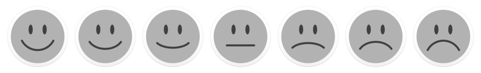 Sieben Feedback Gesichter Weißer Rahmen Grau