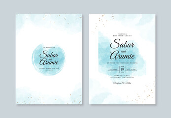 Wedding invitation template with watercolor stain