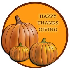 Postcard for the holiday. Bright mature orange pumpkins on a light orange background