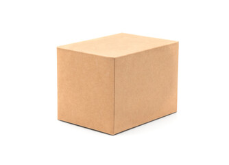 Brown cardboard box isolated on white background. Suitable for packaging.
