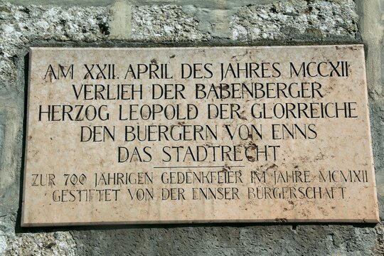Tafel am Stadtturm in Enns Ober&ouml;sterreich