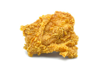 Crispy fried chicken breast isolated on a white background.