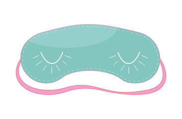 Sleep mask in flat style. Sleeping eye protection wear accessory, for relax in traveling.