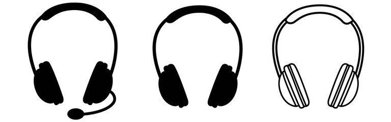 Headphones icons set, music sign – stock vector
