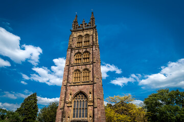 Fototapeta na wymiar Church spire and sky in Taunton Somerset
