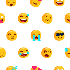 Obraz premium Emoji pattern in white background. Ready for printing on textile and other seamless design.