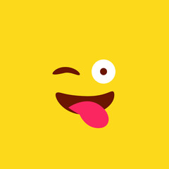 Emoji happy in yellow background. Flat style
