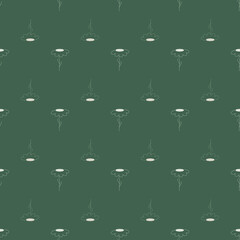 White contoure daisy flowers seamless pattern in floral botanic style. Green background. Nature backdrop.