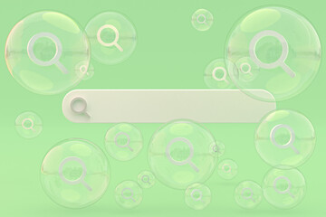 Search bar and icon search 3d render minimal design on empty background