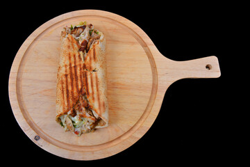 Shawarma sandwich gyro fresh roll of lavash (pita bread) chicken beef shawarma falafel RecipeTin...