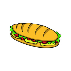 Sandwich. Food icon. Doodle cartoon vector illustration. 