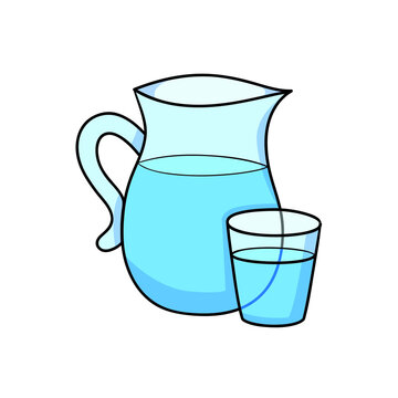 recommend clip art: Water jug. Drink icon. Doodle cartoon vector illustration. 