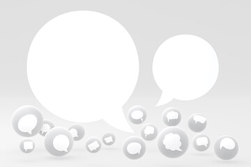 Idea comment or think reactions emoji 3d render,social media balloon symbol with comment icons pattern background