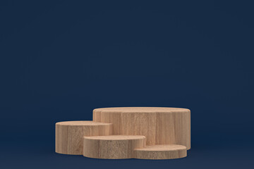 wood podium minimal 3d rendering or product stand for cosmetic product presentation