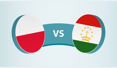 Poland versus Tajikistan, team sports competition concept.