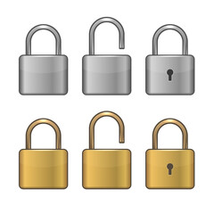 Locked and Unlocked Lock Icons Set. Vector