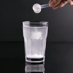 Fitness drink in a glass on a black background