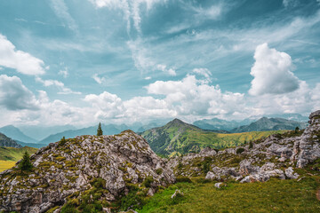 Panoramic view of the Dolomites, Italy.