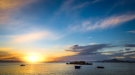Fototapeta na wymiar Sunset on beach in Ninh Thuan province, Vietnam.