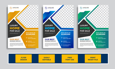 Corporate Real Estate Home Sale Flyer Design Template Vector Premium