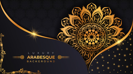 Luxury ornamental mandala design background in gold colour vector